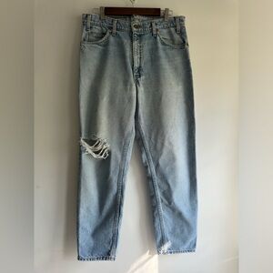 Vintage 90's Thrashed Orange Tab 550 Levi's 100% Cotton Light Wash Straight Leg